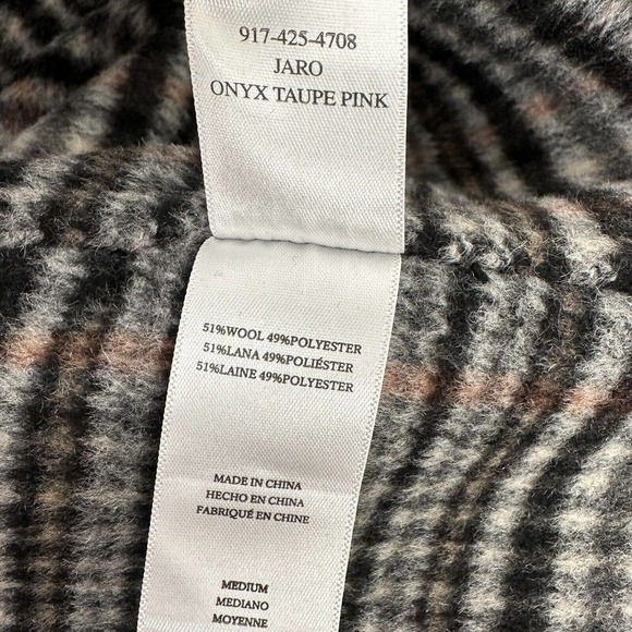 Rails Jaro Long Coat Womens Medium Onyx Taupe Plaid Wool Blend Oversized $425 - Picture 12 of 16